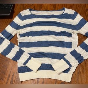 Theory Blue and White Striped Sweater